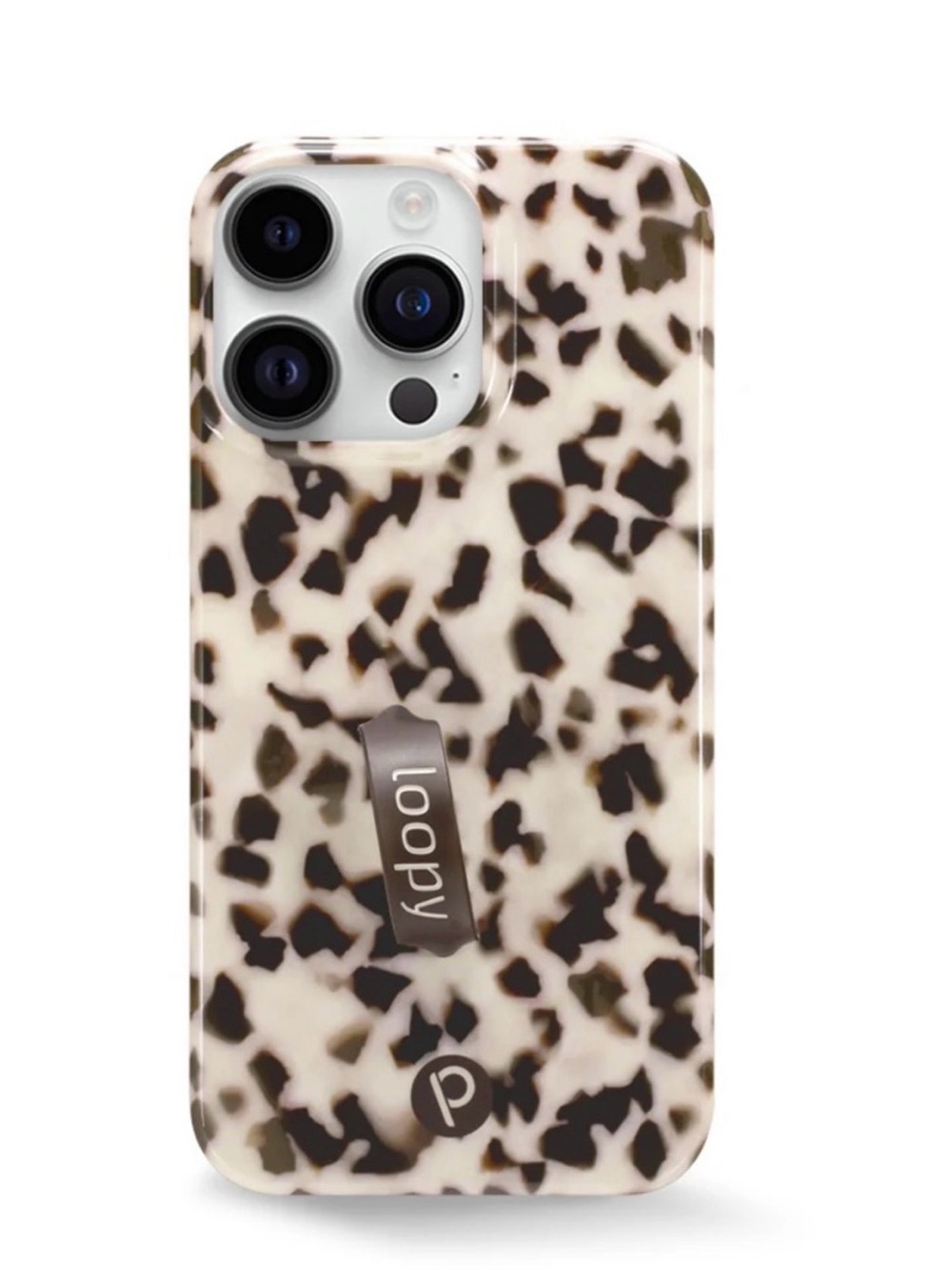 Loopy Case Leopard Print Phone Case w Built-in Loop - Cream & Brown - 14 pro max